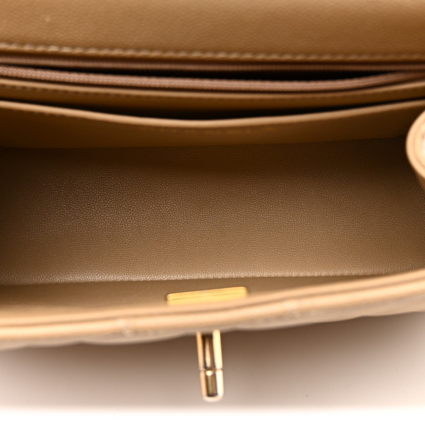 Caviar Quilted 31 Rue Cambon Top Handle Flap Dark Beige