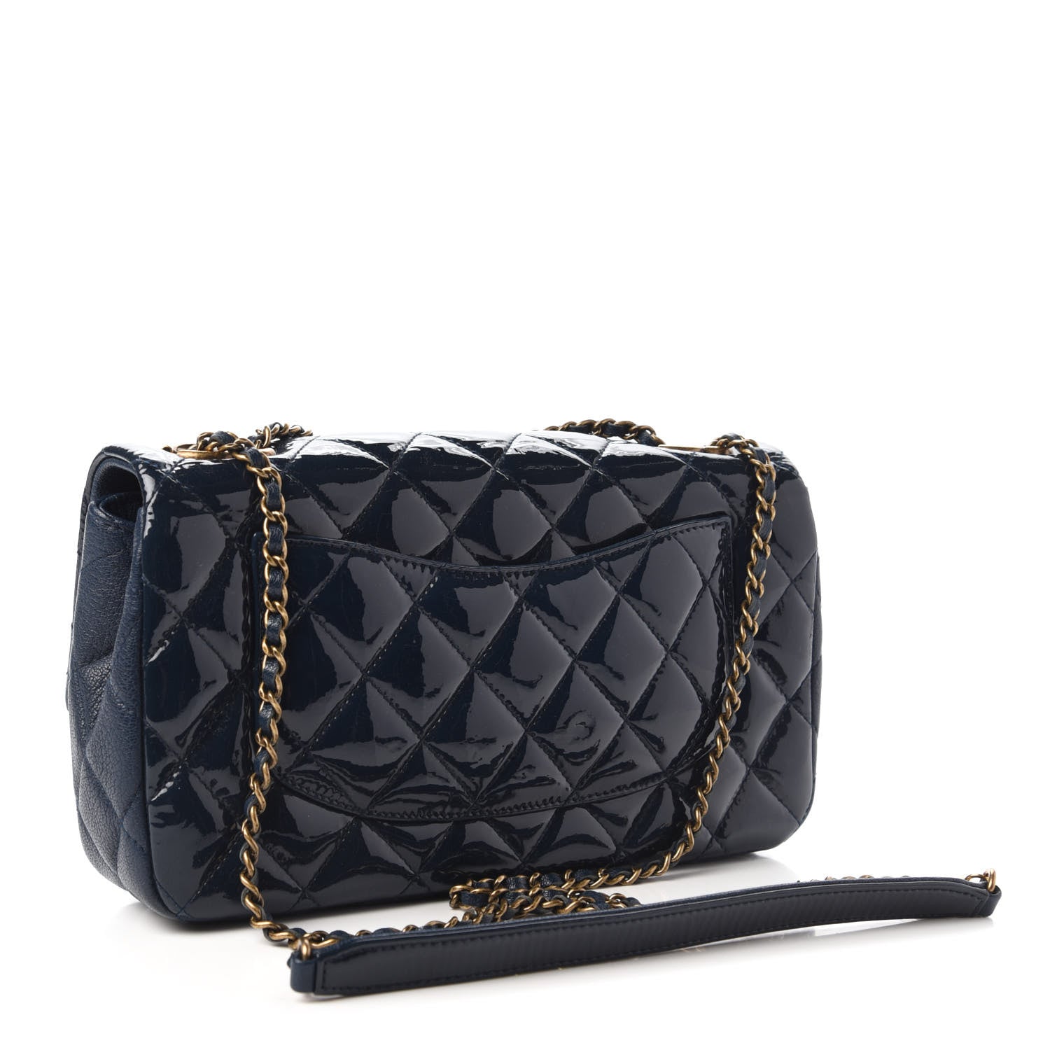 Chanel Patent Goatskin Quilted Medium CC Eyelet Flap Blue 3 of 10
