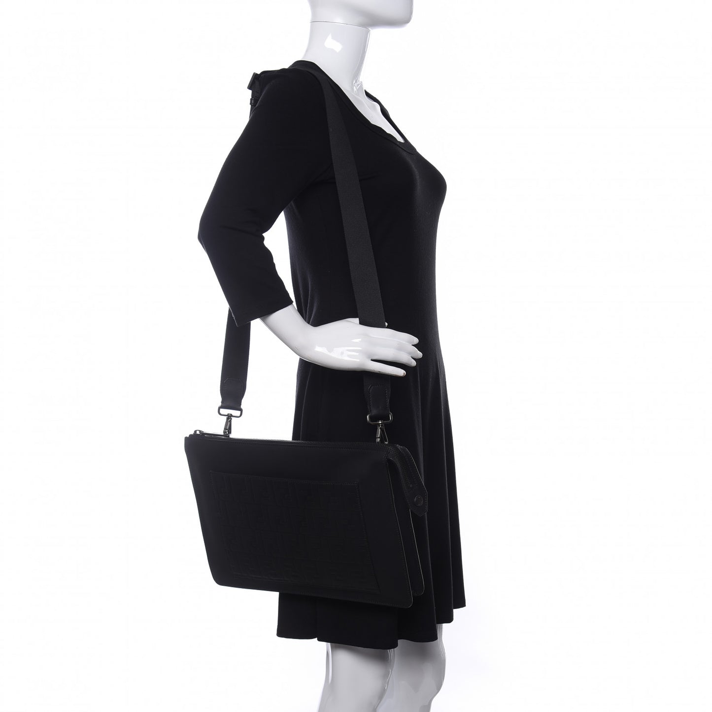 Vitello Century Grace FF Embossed Messenger Black