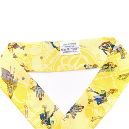 Hermes Silk Ex-Libris Les Parisie Twilly Jaune Soufre Gris 2 of 3