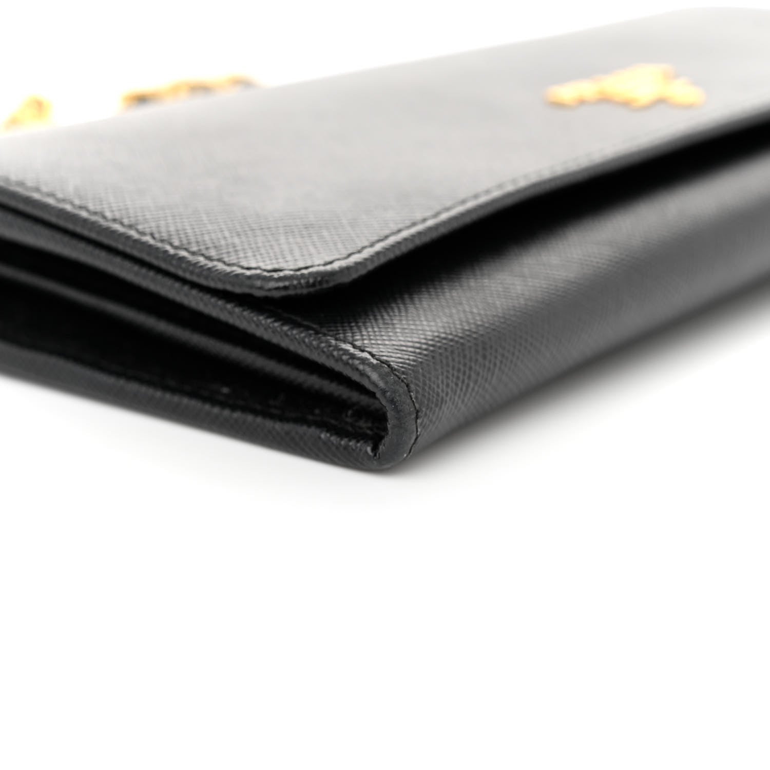 Prada Saffiano Metal Oro Chain Wallet Black 9 of 12