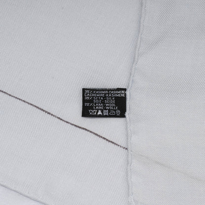 Chanel Cashmere Silk Logo Camellia Scarf Shawl Pale Blue 5 of 5