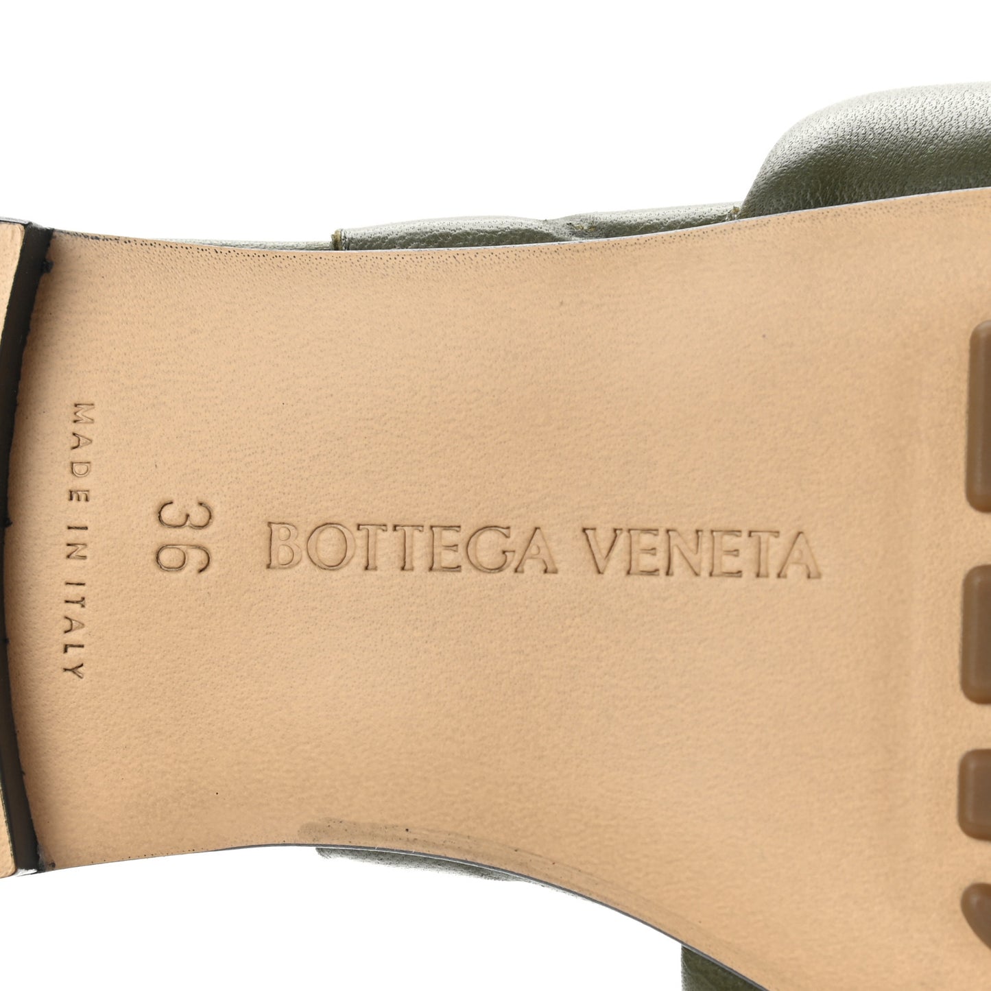 Nappa Quilted Rubber Lido Flat Sandals 36 Khaki