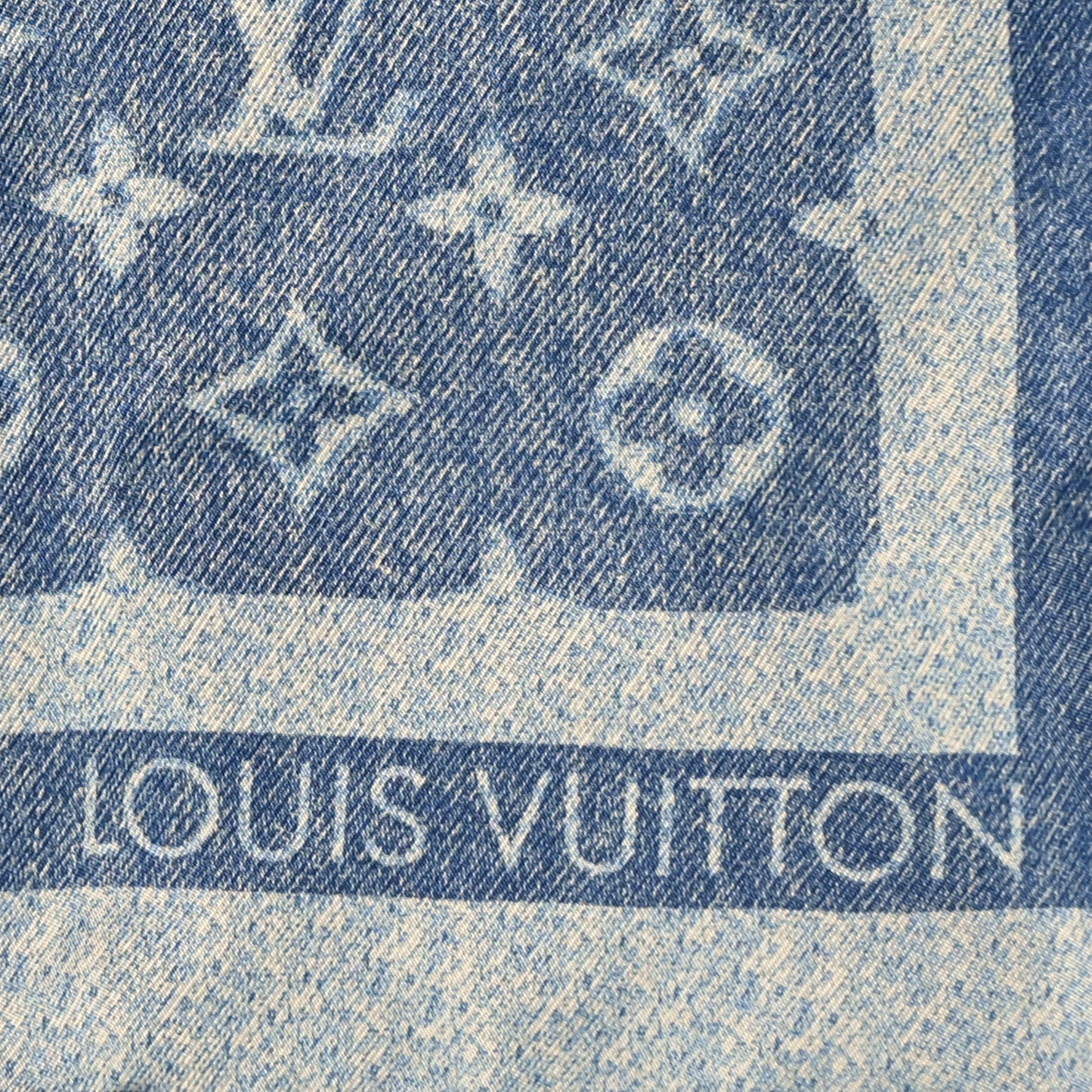 Silk Silhouette Denim Square Scarf 55 Blue Denim