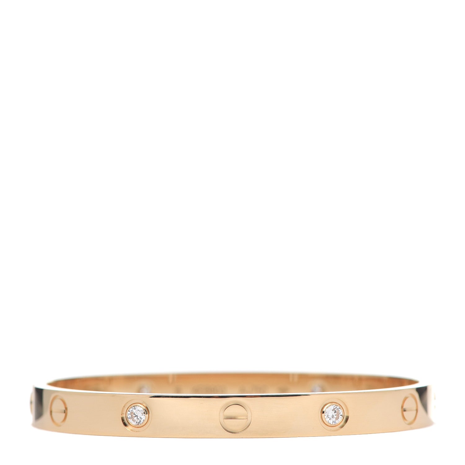 Cartier 18K Yellow Gold 4 Diamond LOVE Bracelet 16 3 of 9
