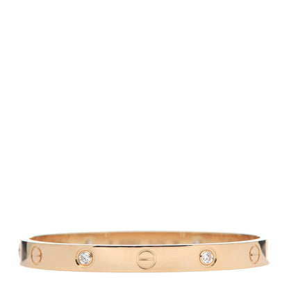 Cartier 18K Yellow Gold 4 Diamond LOVE Bracelet 16 3 of 9