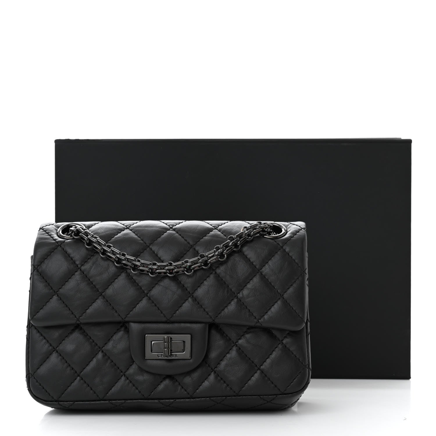 Chanel Aged Calfskin Quilted 2.55 Reissue Mini Flap So Black 11 of 11
