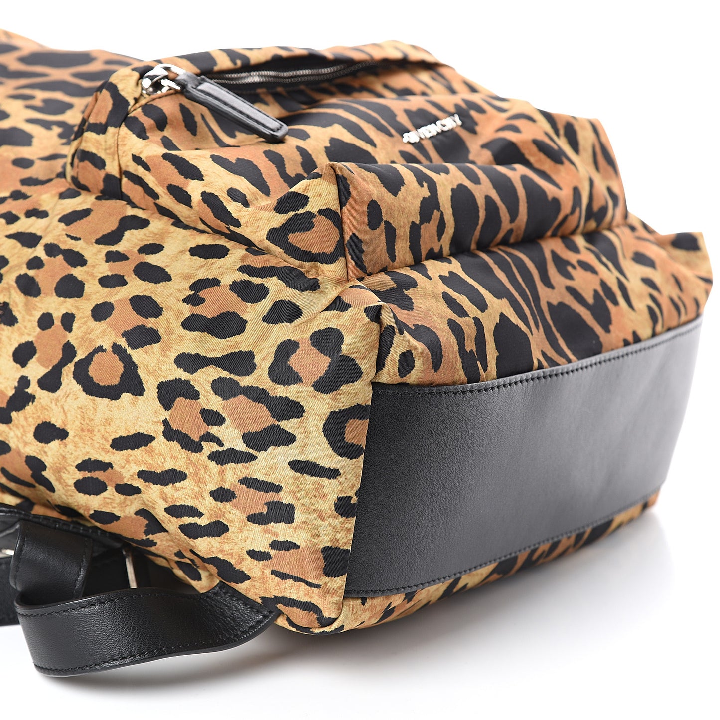 Nylon Calfskin Leopard Print Backpack