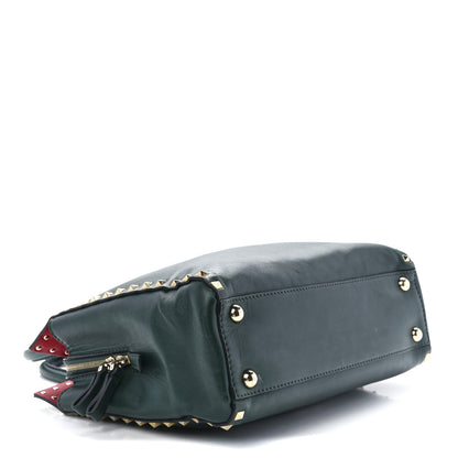 Valentino Garavani Vitello Small Rockstud Top Handle Tote Deep Green 4 of 15