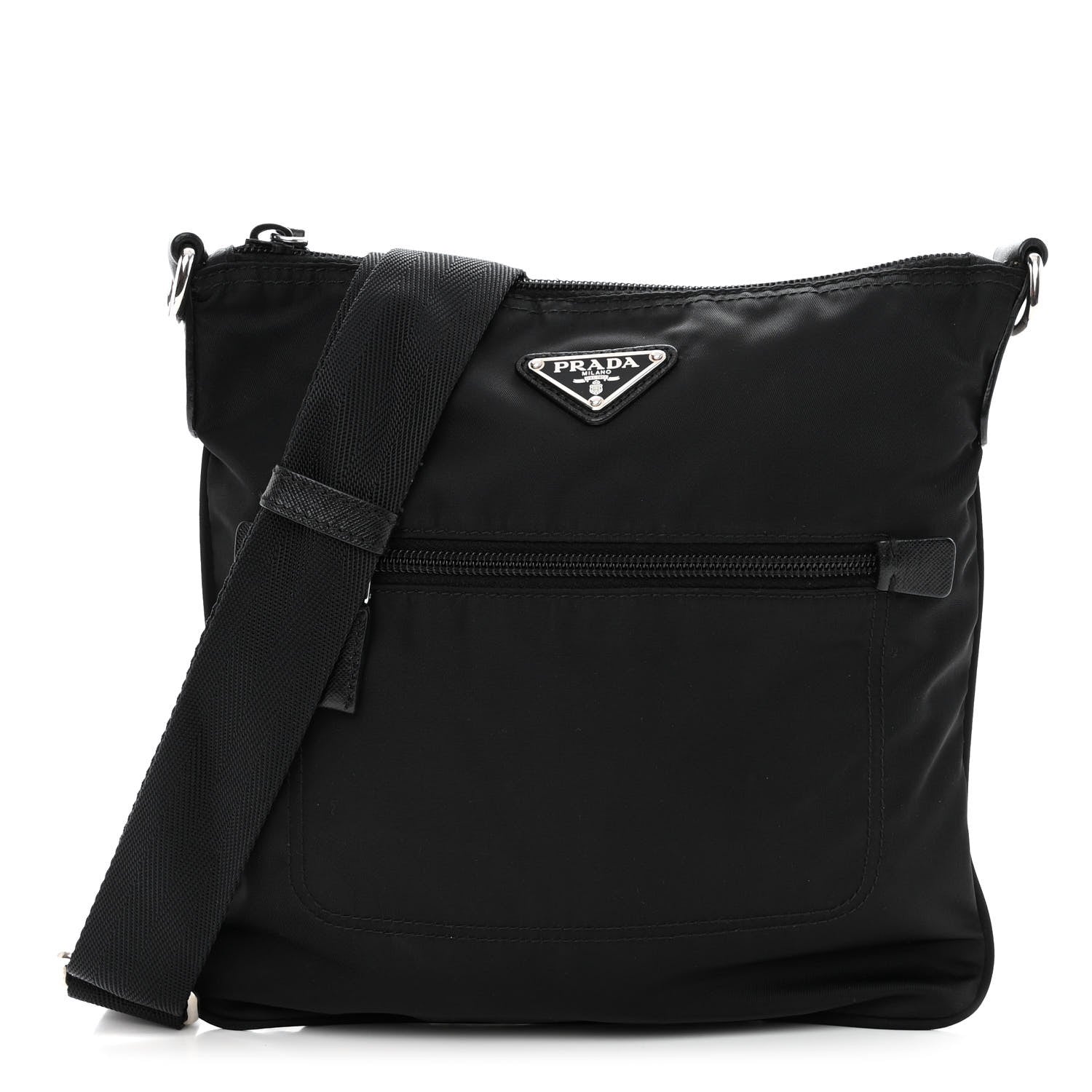 Prada Nylon Saffiano Flat Messenger Bag Black 1 of 9