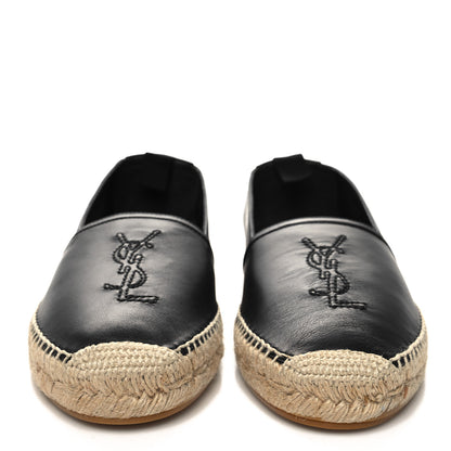 Saint Laurent Lambskin Mens Monogram Espadrilles 40 Black 2 of 8