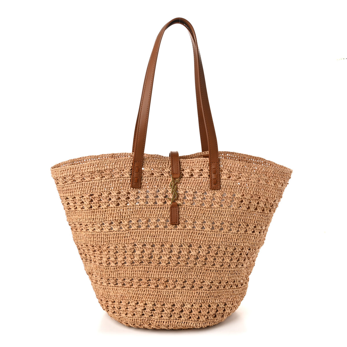 Raffia Calfskin Medium Panier Tote Naturel