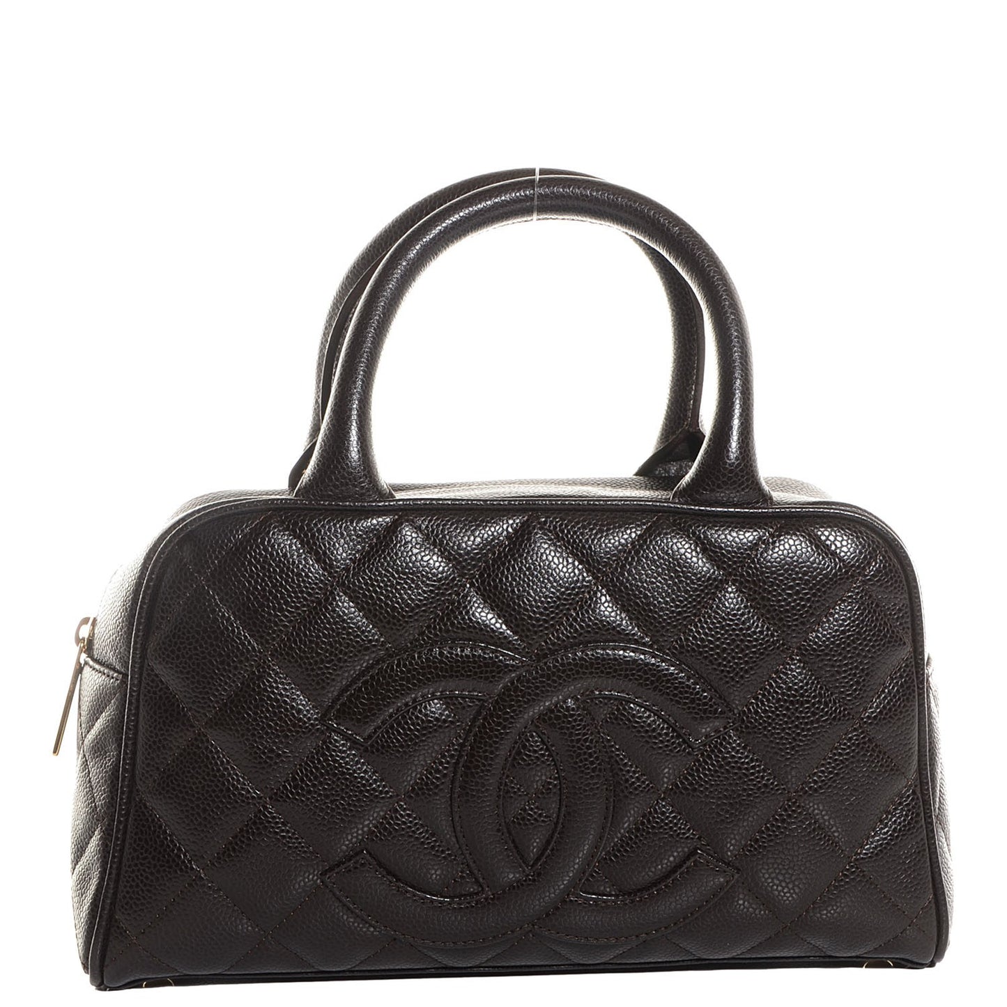 Caviar Quilted Small Bowler Brown