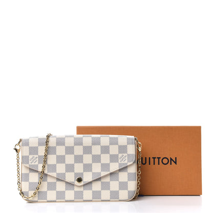 Louis Vuitton Damier Azur Pochette Felicie Chain Wallet Rose Ballerine 9 of 9