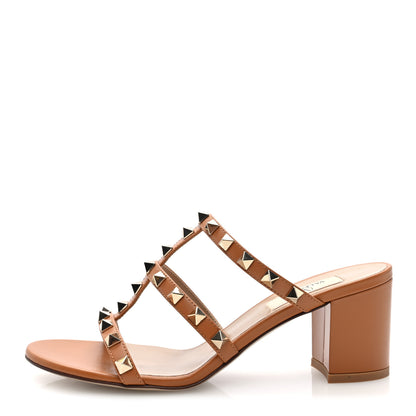 Valentino Garavani Calfskin Rockstud 60mm Caged Slide Sandals 36.5 Almond Beige 1 of 7