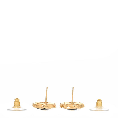 Chanel Metal Resin CC Earrings Black Gold 3 of 4