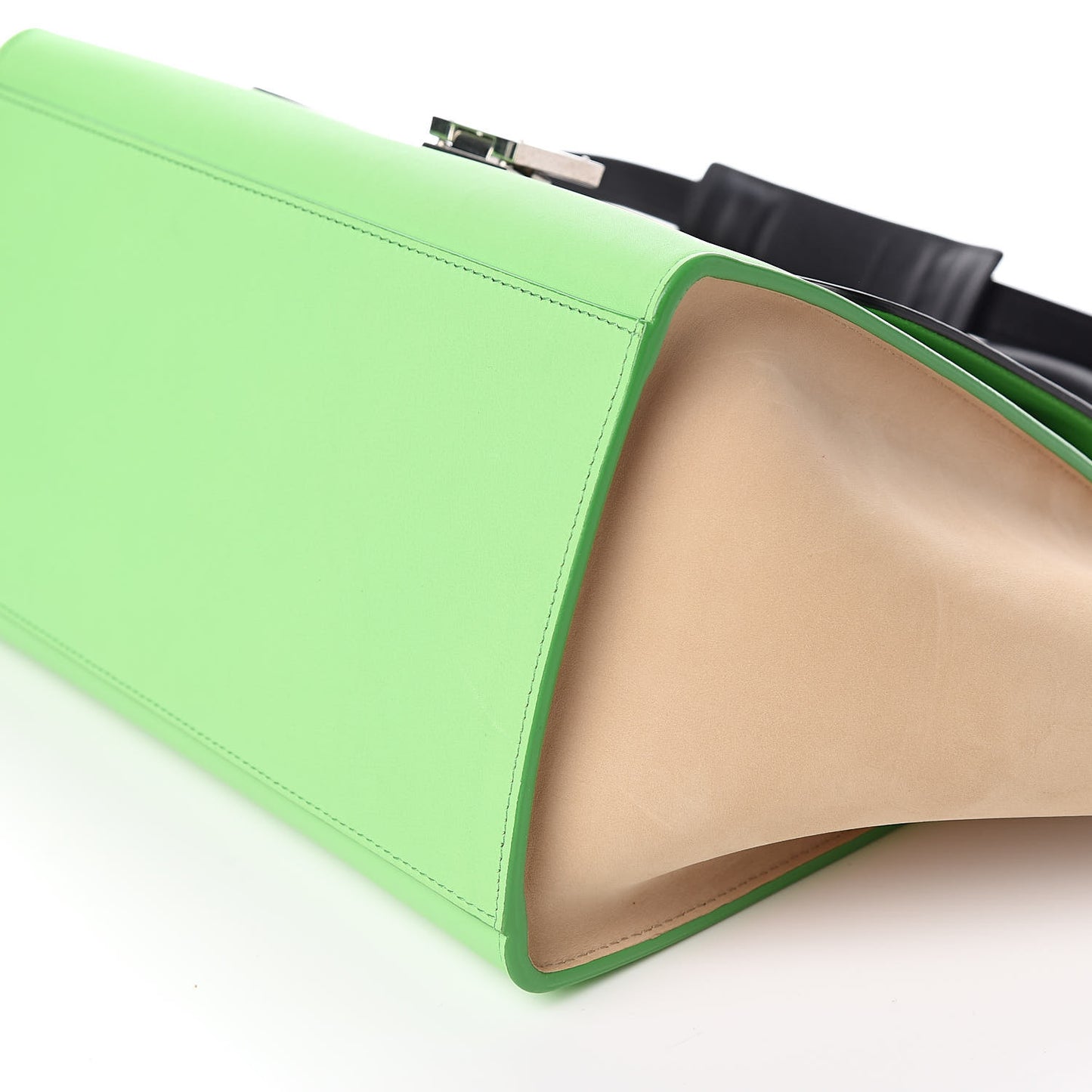 Smooth Calfskin Small Tri-Color Trapeze Lime
