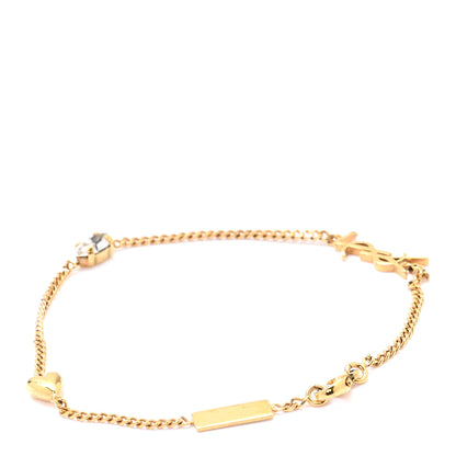 Saint Laurent Brass Crystal Cassandre Heart Charm Bracelet Gold 3 of 5