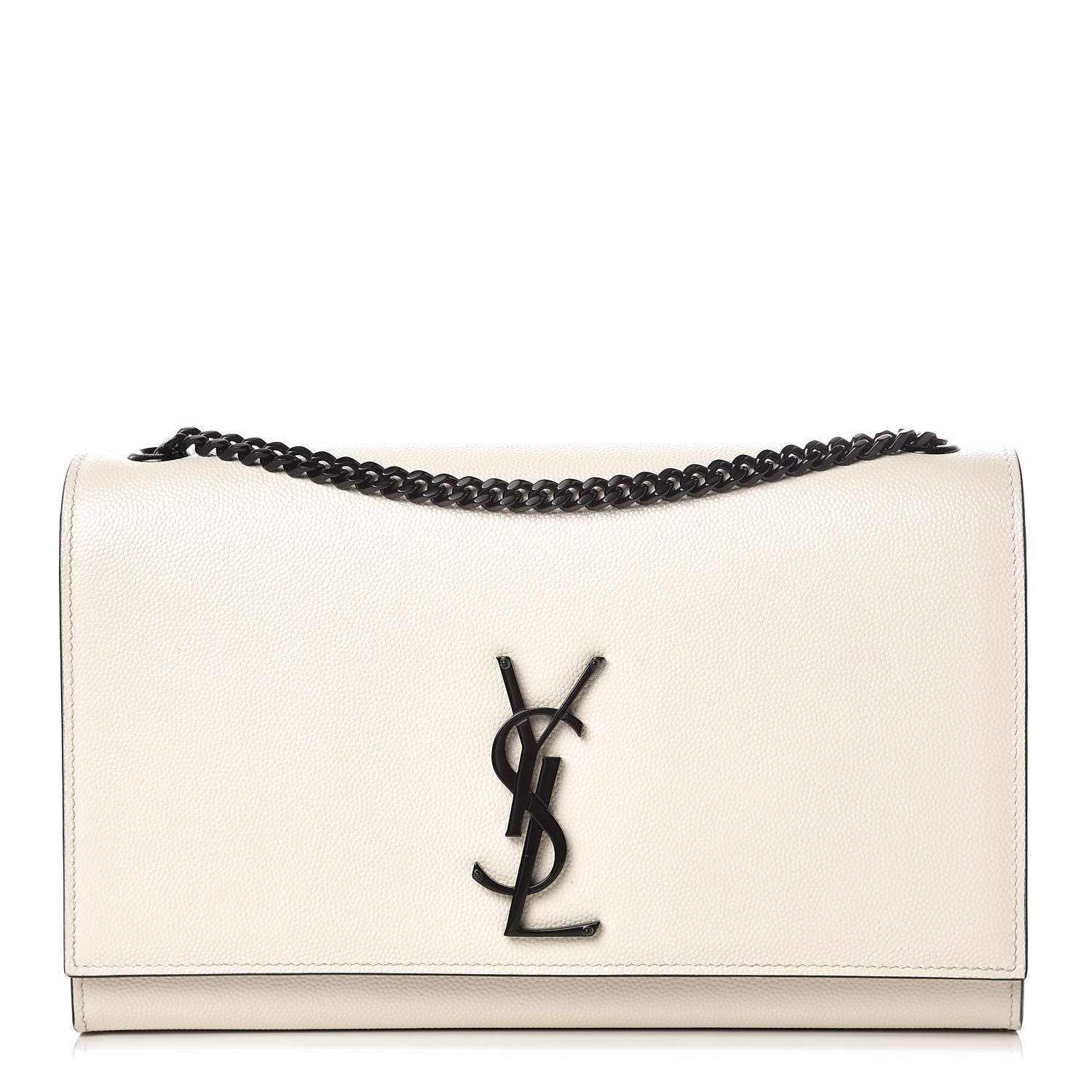 Saint Laurent Grain De Poudre Medium Classic Monogram Kate Satchel Porcellana Black 1 of 6