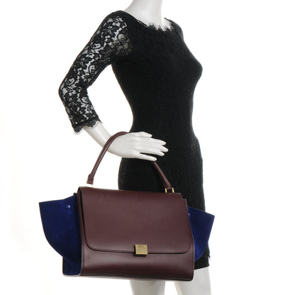 Celine Smooth Calfskin Suede Large Bi-Color Trapeze Burgundy 2 of 11