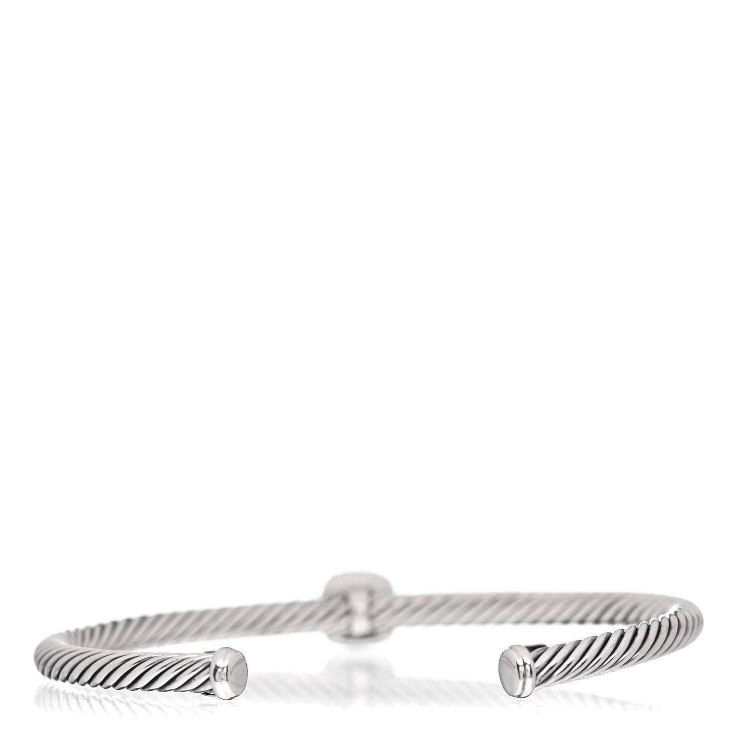 David Yurman Sterling Silver 18K Yellow Gold Smoky Quartz 4mm Noblesse Cable Bracelet 3 of 4