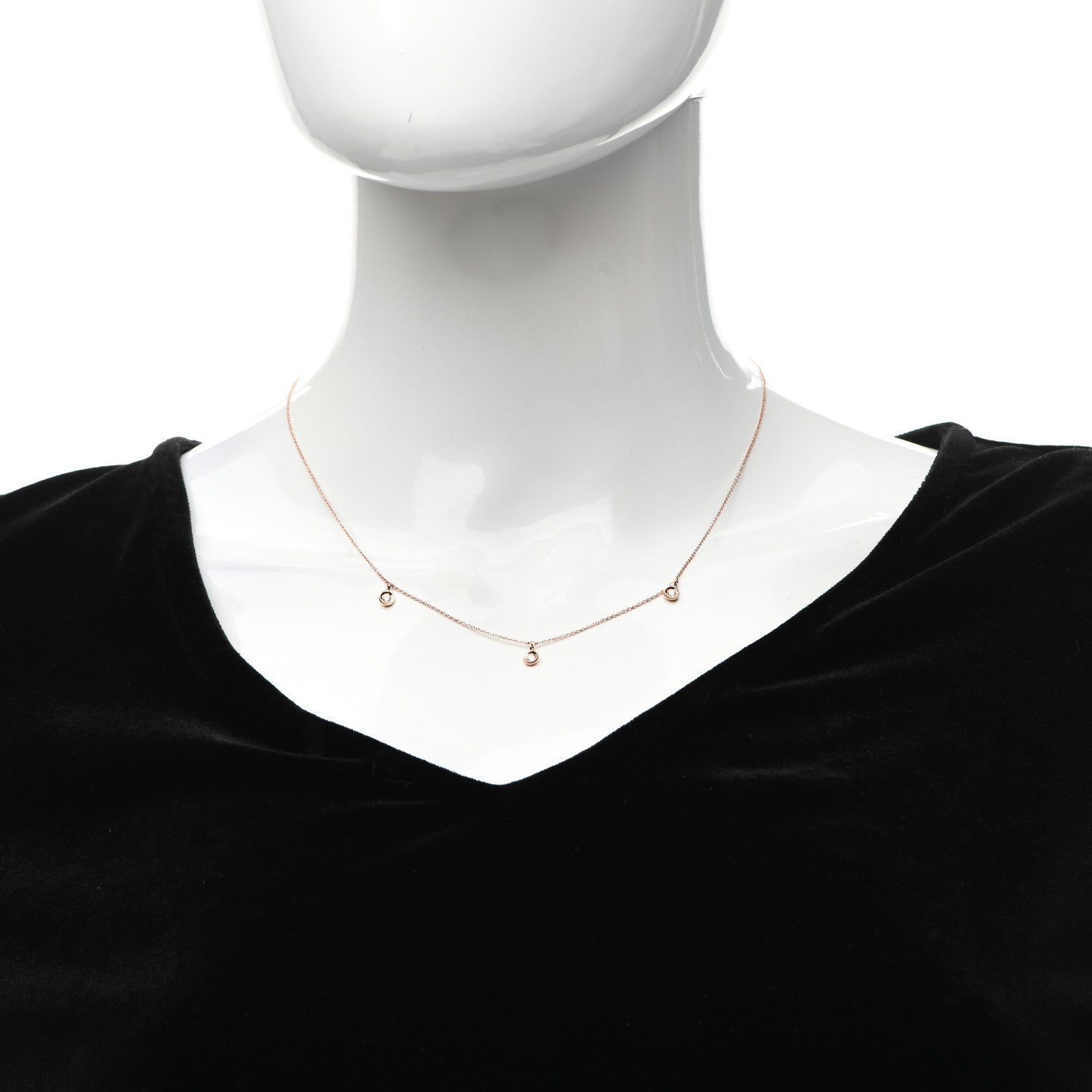 Roberto Coin 18K Yellow Gold Diamond Three Diamond Drop Station Necklace 2 of 5