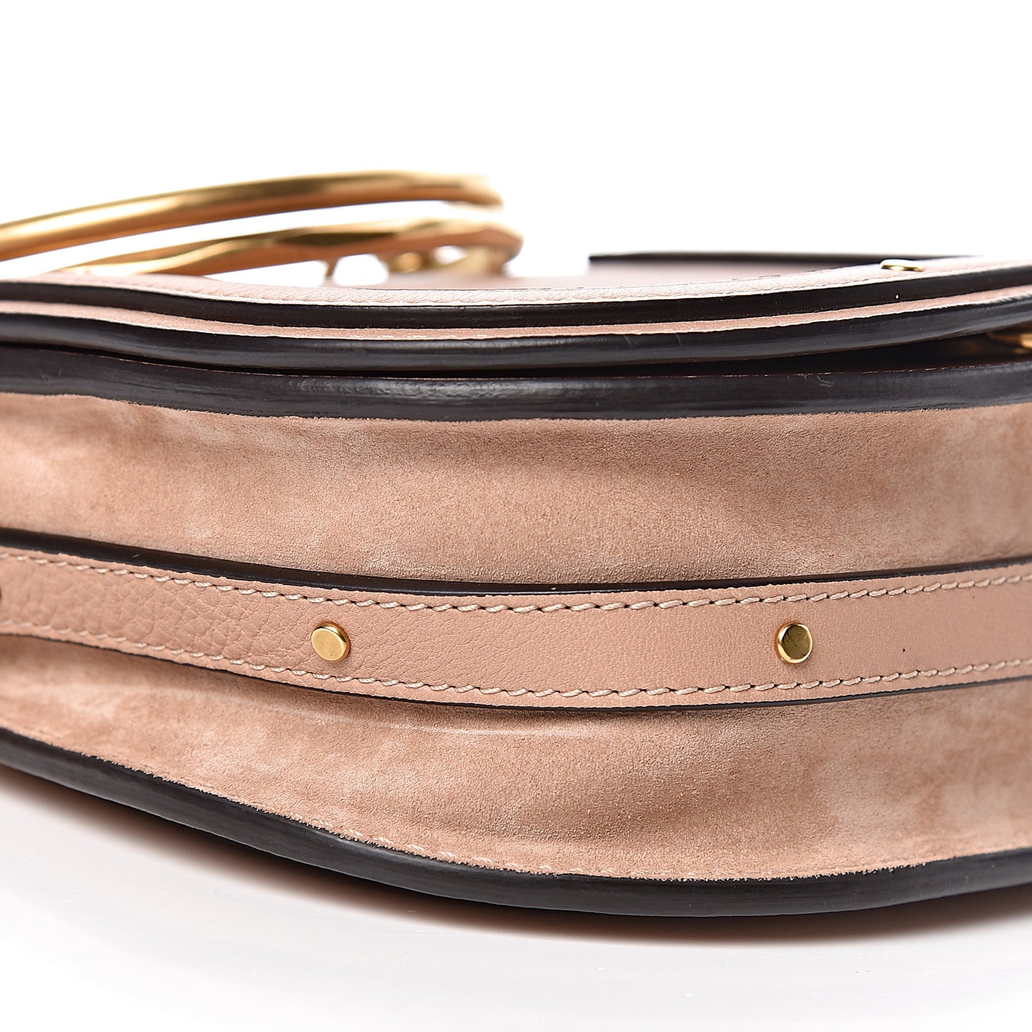 Calfskin Suede Small Nile Bracelet Bag Biscotti Beige