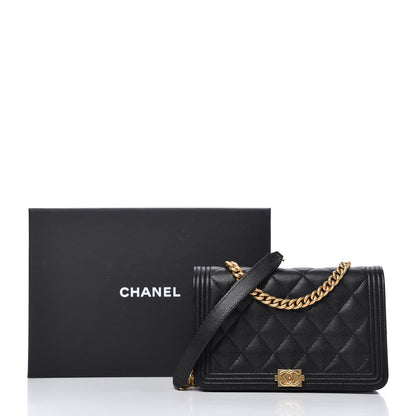 Chanel Caviar Quilted Boy Wallet On Chain WOC Black 11 of 11