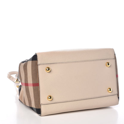Burberry Grainy Calfskin House Check Small Canterbury Tote Limestone 4 of 13