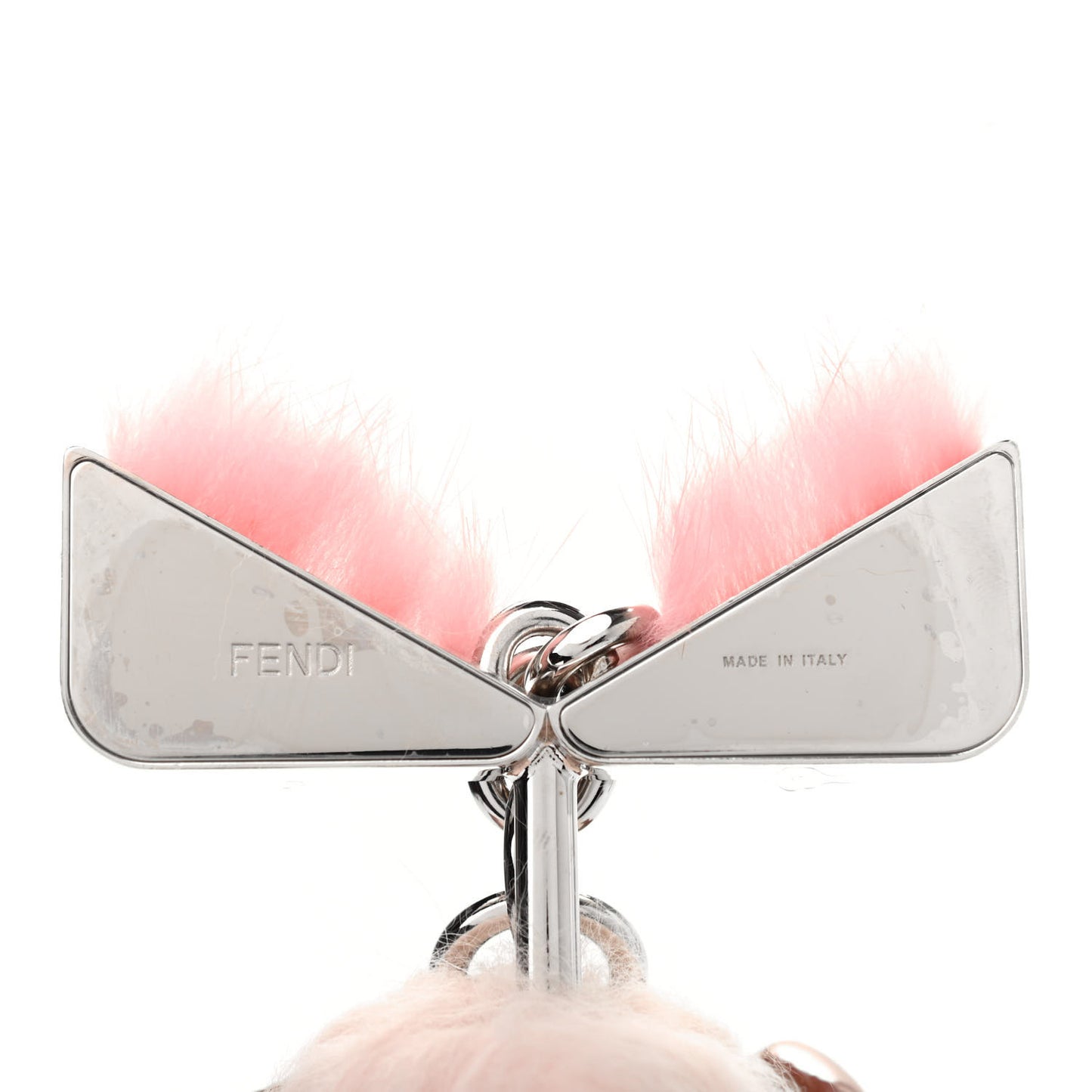 Metal Fox Mink Fur Monster Eyes Pom Pom Bag Charm Pink