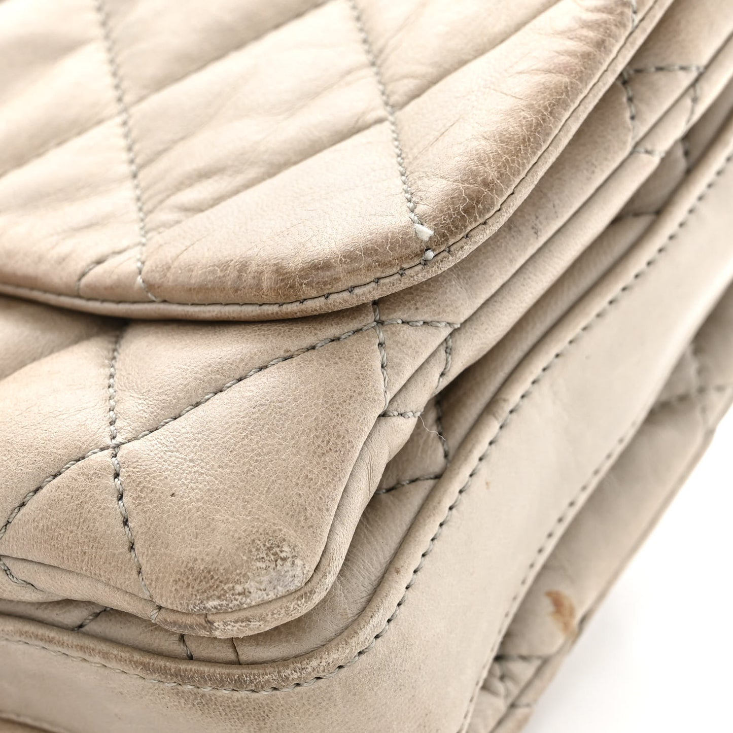 Lambskin Quilted Jumbo Chanel 3 Flap Light Grey