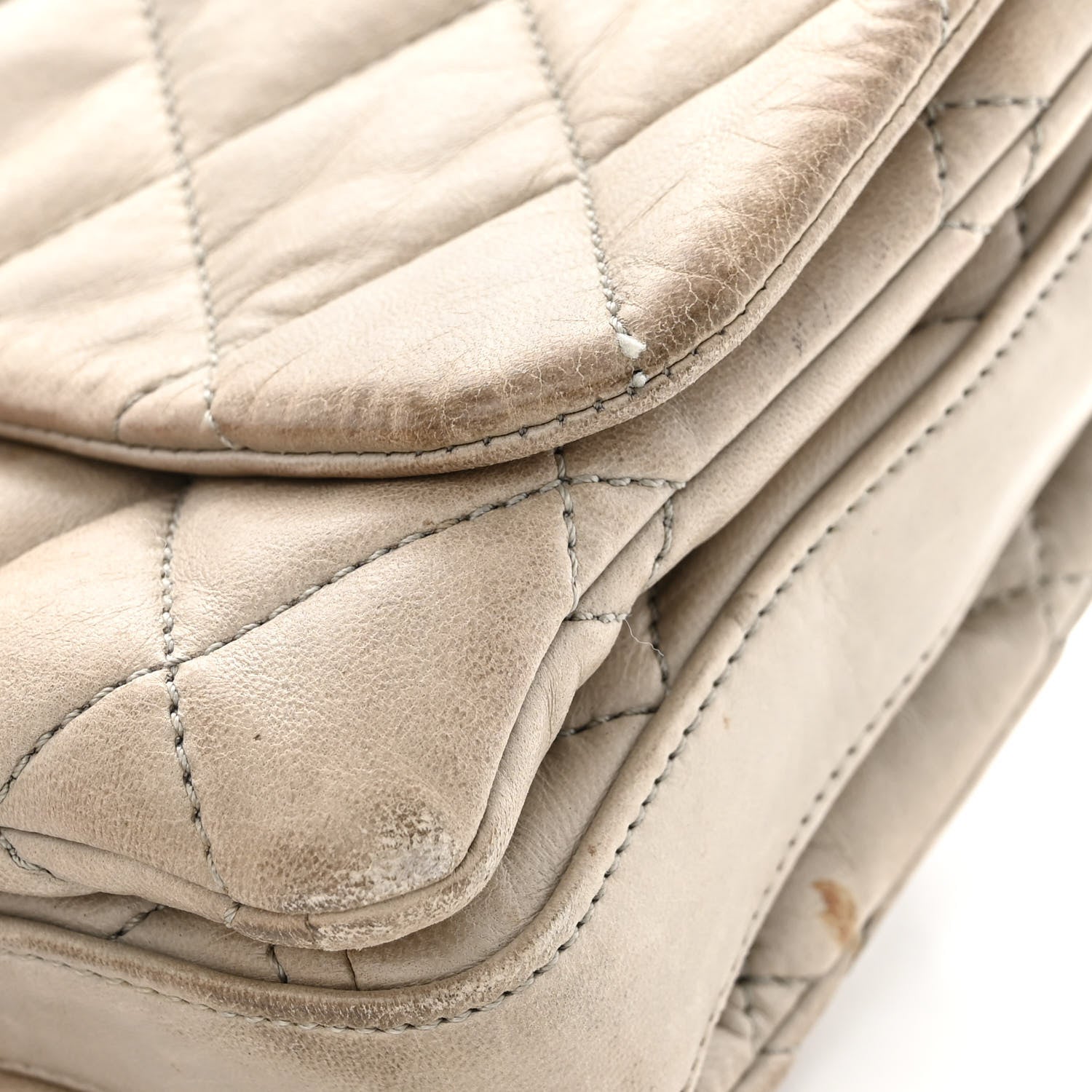 Chanel Lambskin Quilted Jumbo Chanel 3 Flap Light Grey 17 of 22