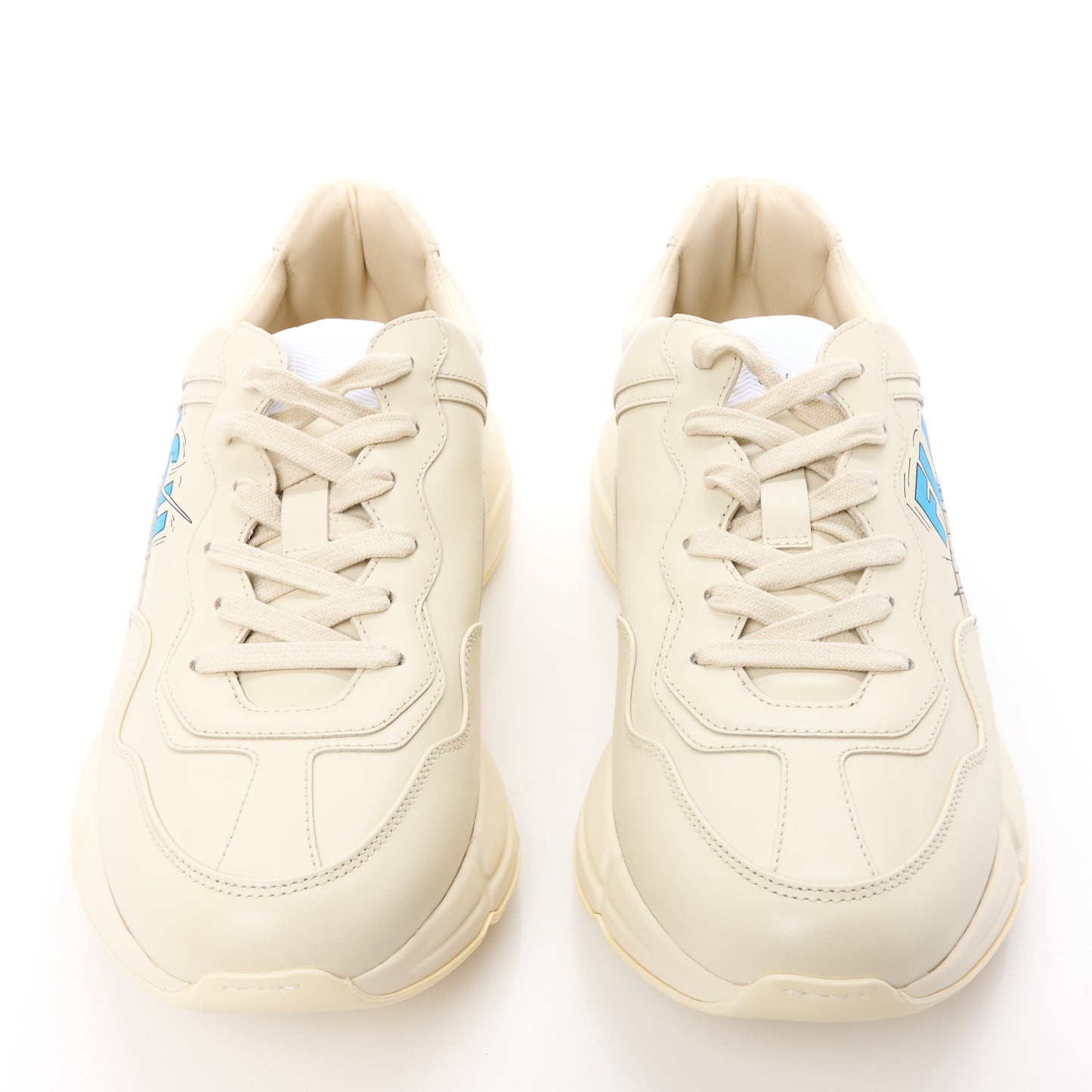 X DISNEY Calfskin Donald Duck Mens Rhyton Sneakers 40 Ivory