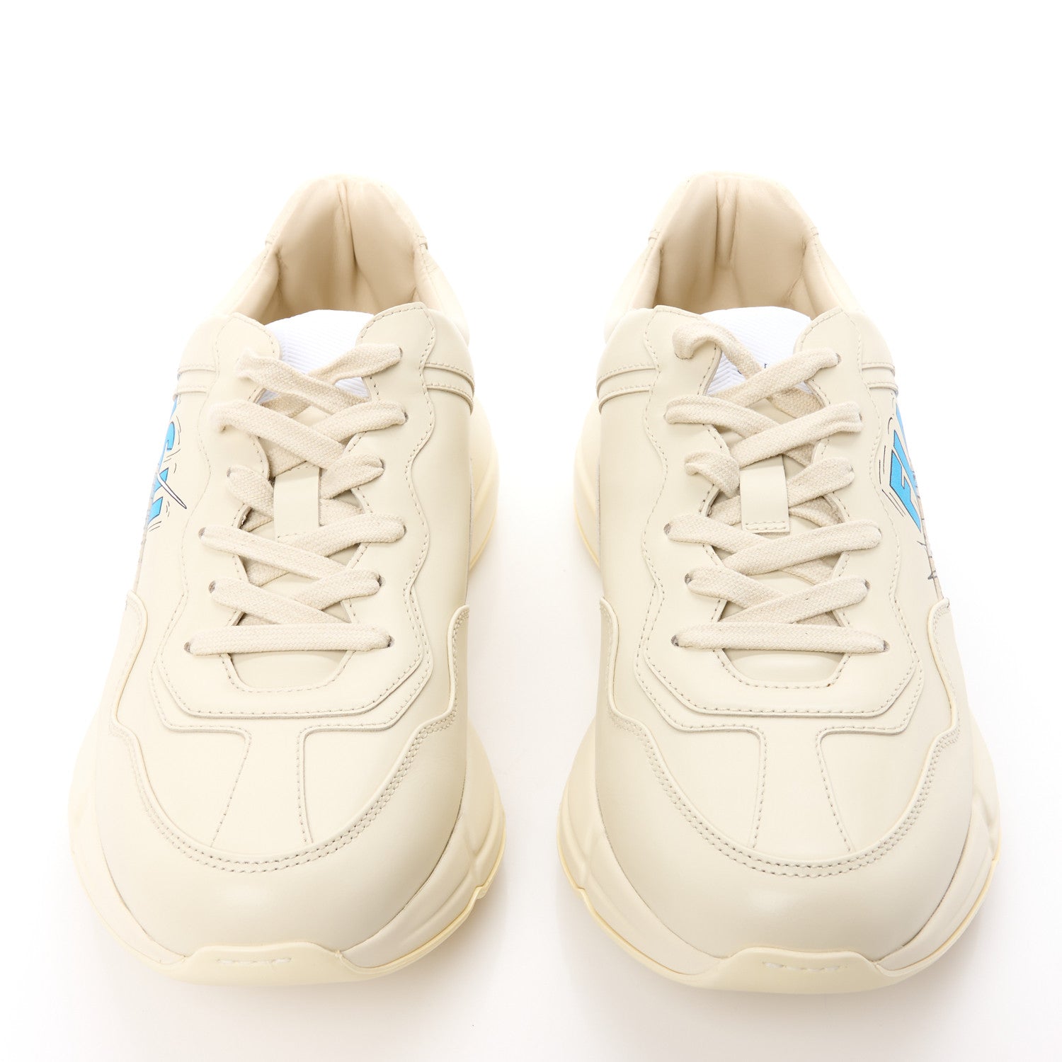 Gucci X DISNEY Calfskin Donald Duck Mens Rhyton Sneakers 40 Ivory 2 of 9