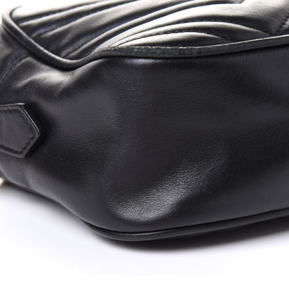 Gucci Calfskin Matelasse Small GG Marmont Chain Shoulder Bag Black 9 of 11
