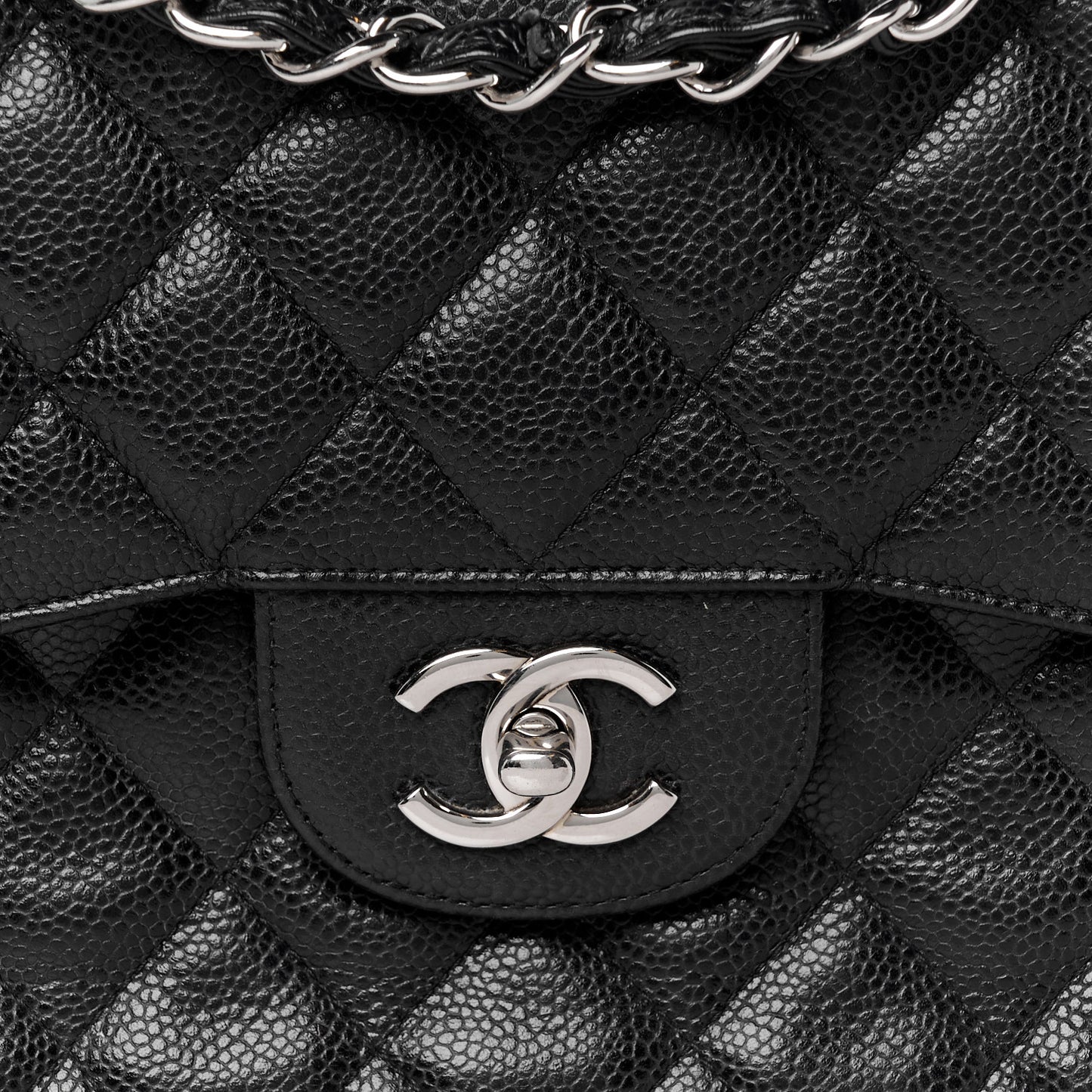 Caviar Quilted Jumbo Double Flap Black