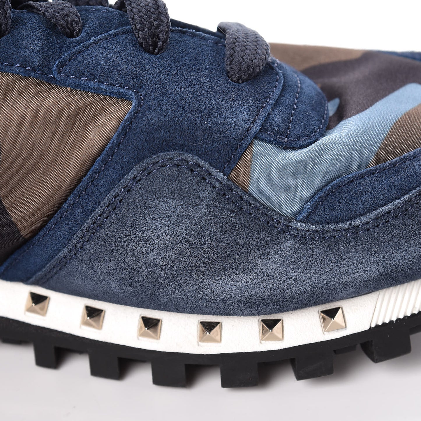 Suede Nylon Camouflage Womens Soul Rockstud Sneakers 41 Navy