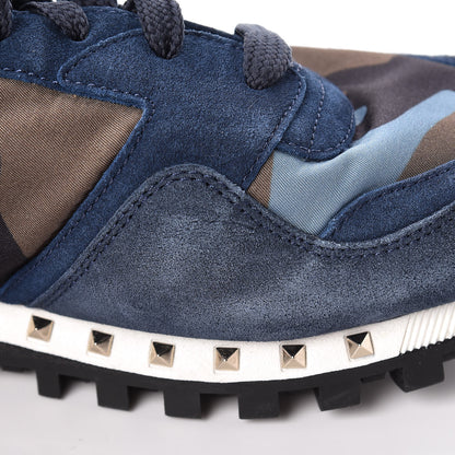 Valentino Garavani Suede Nylon Camouflage Womens Soul Rockstud Sneakers 41 Navy 10 of 19
