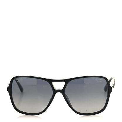 Chanel Metal Calfskin Polarized CC Chain Pilot Sunglasses 5439-Q-A Black 2 of 6