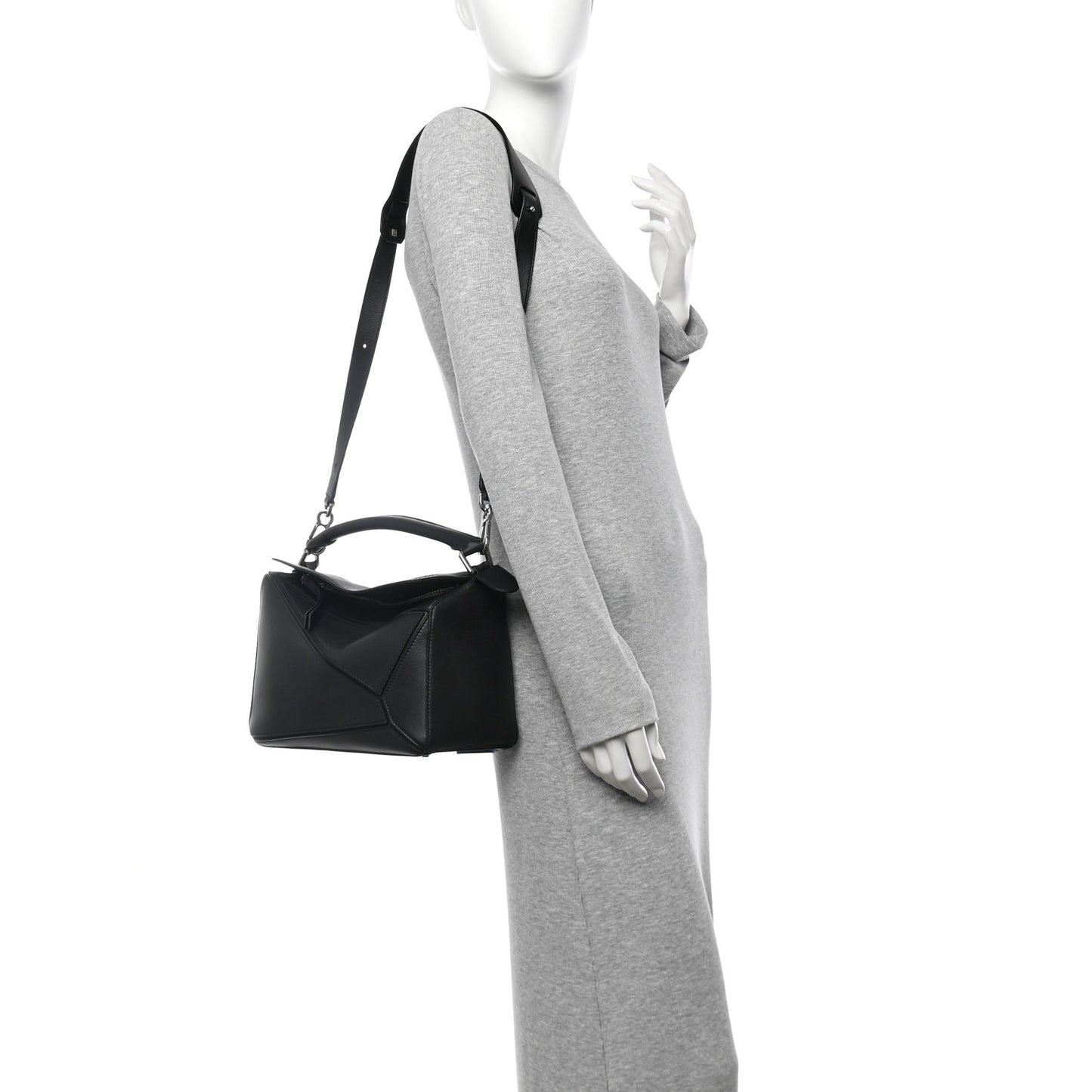 Calfskin Medium Puzzle Bag Black