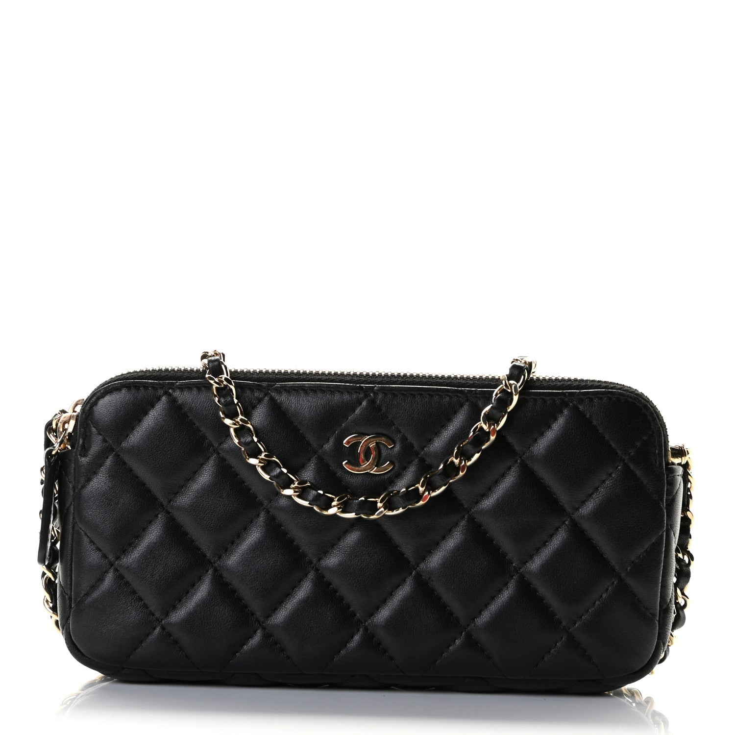 Chanel Lambskin Quilted Small Clutch With Chain Black 1 of 7