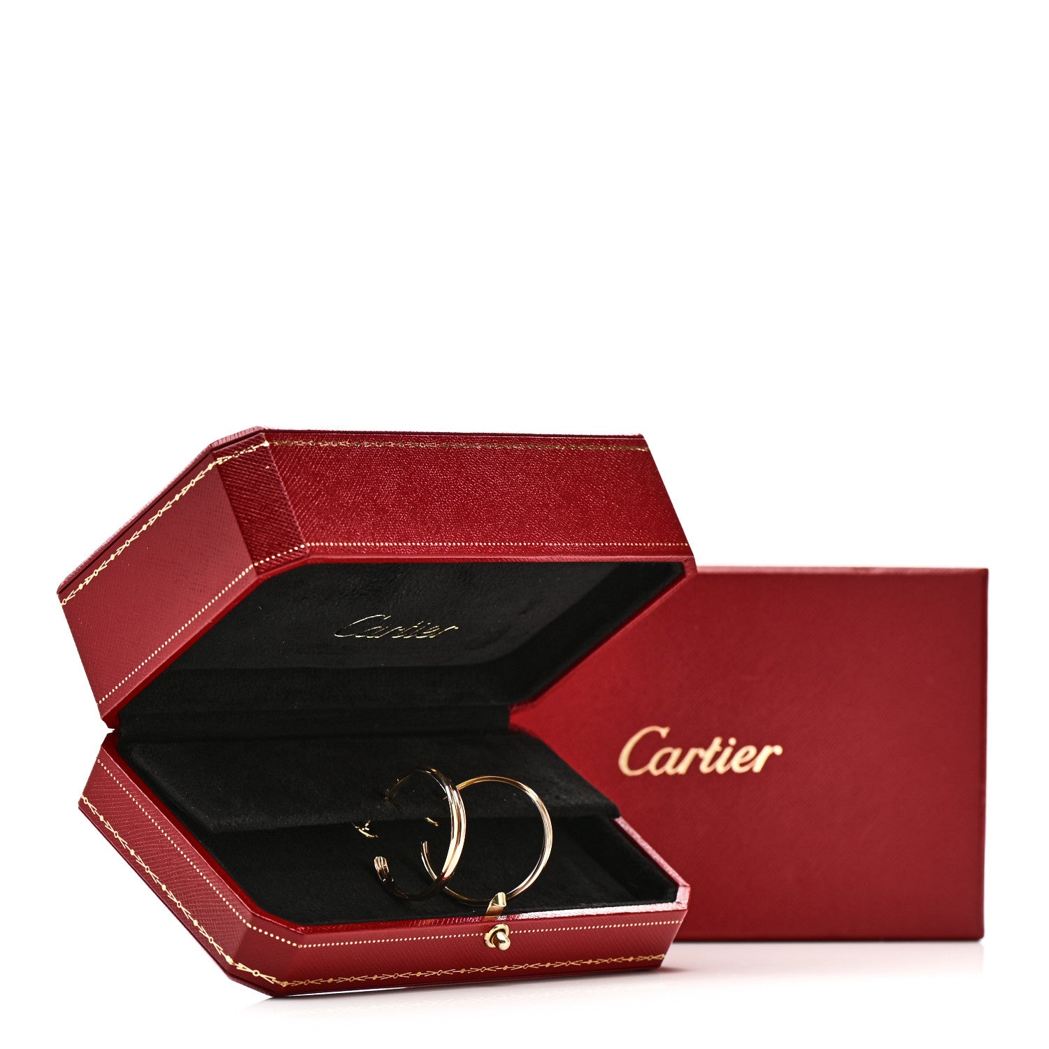 Cartier 18K Pink Yellow White Gold Trinity Hoop Earrings 5 of 5
