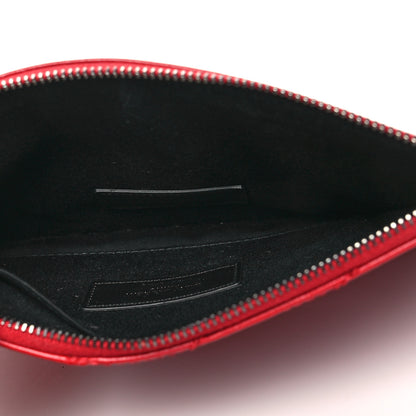 Saint Laurent Crinkled Calfskin Matelasse Niki Bill Pouch Red 5 of 11