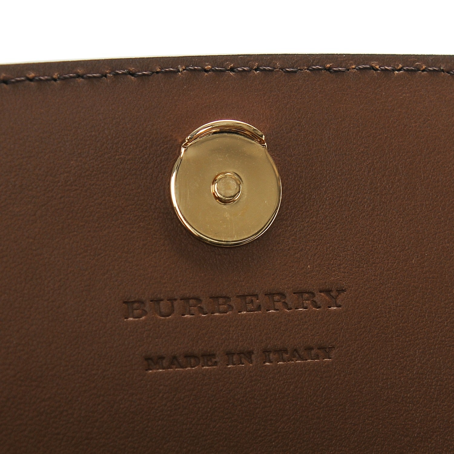 Burberry Grainy Calfskin House Check Henley Wallet On Chain Tan 6 of 6