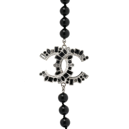 Chanel Ruthenium Baguette Crystal CC Beaded Long Necklace Black 4 of 6