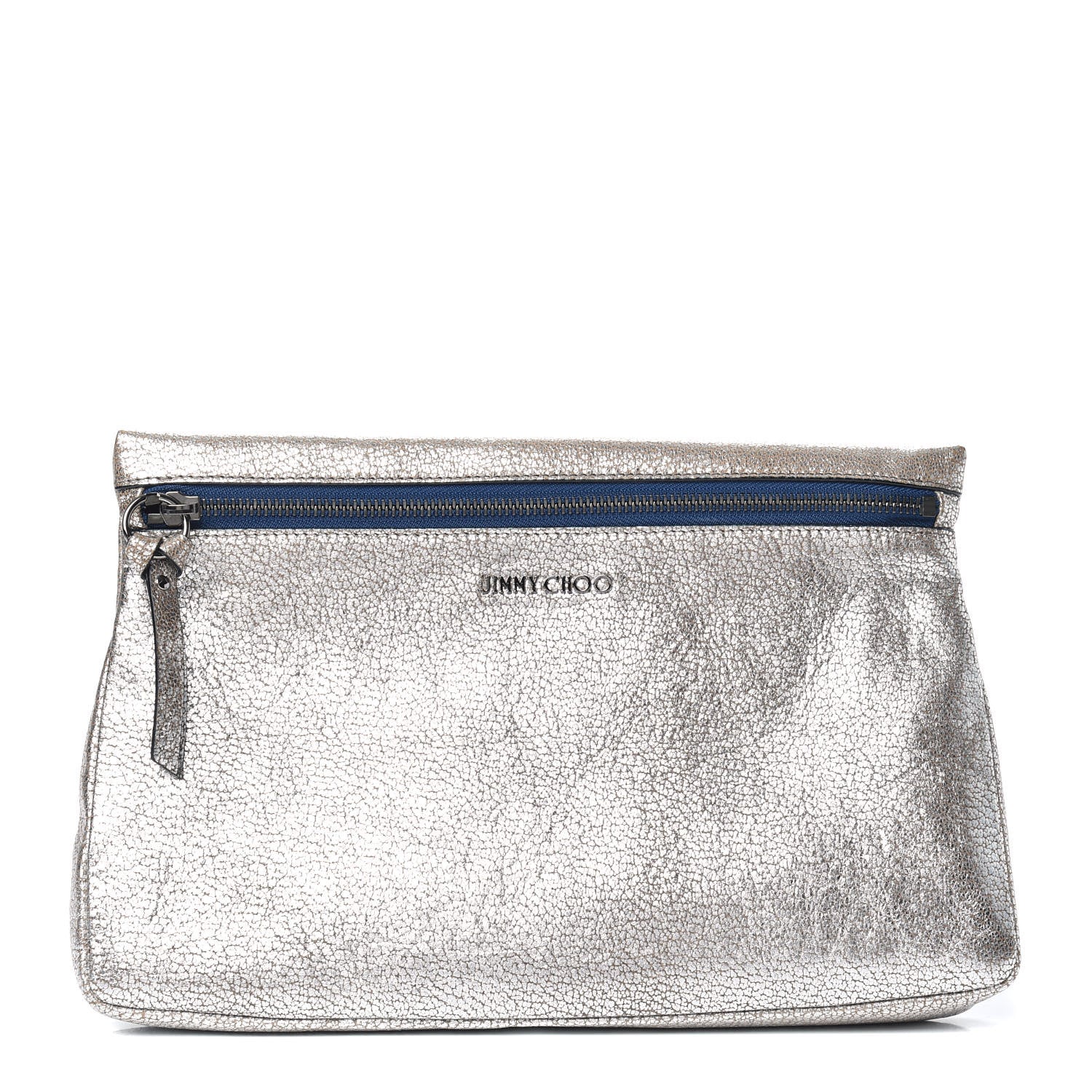 Jimmy Choo Shimmer Calfskin Zena Clutch Silver 1 of 8