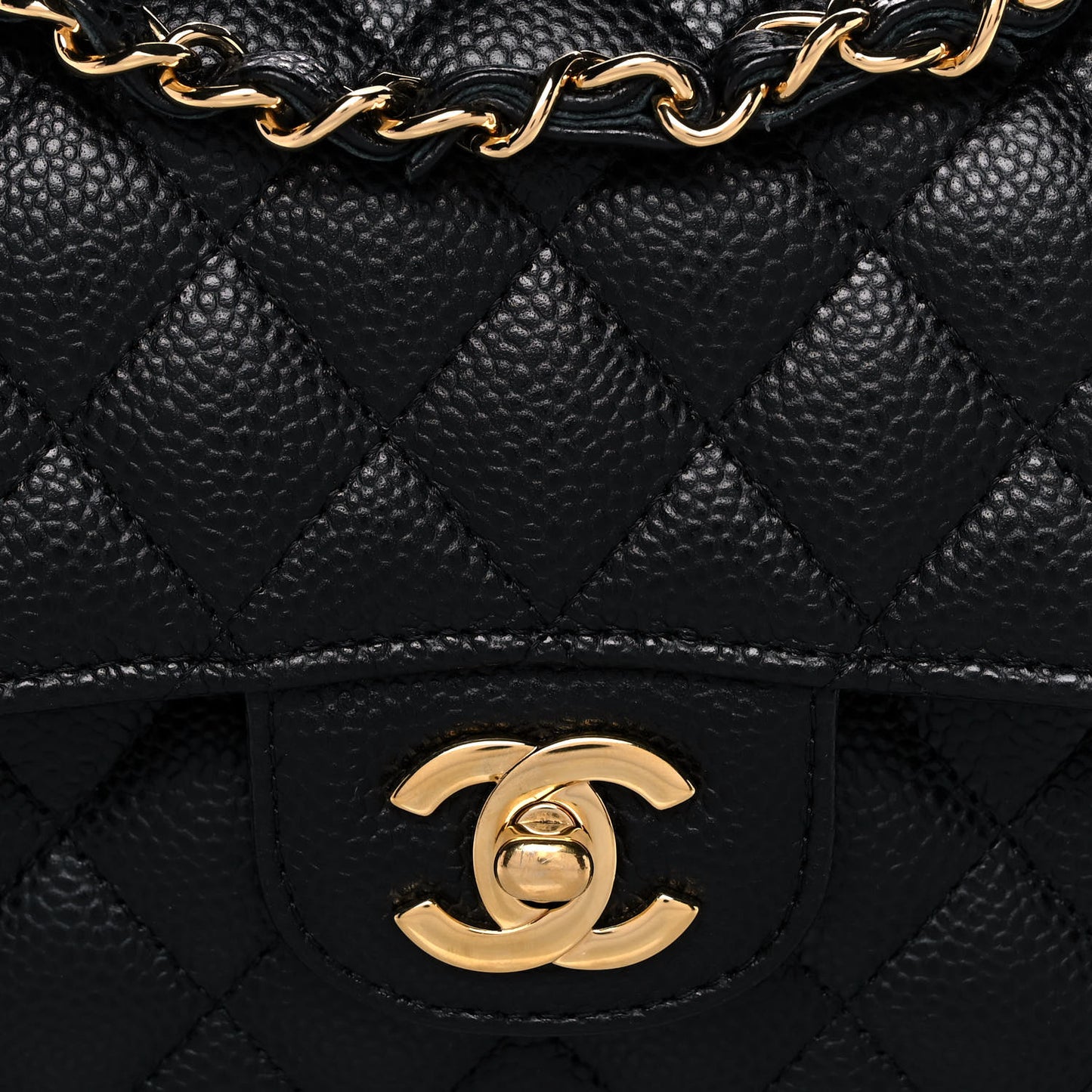 Caviar Quilted Small Double Flap Black