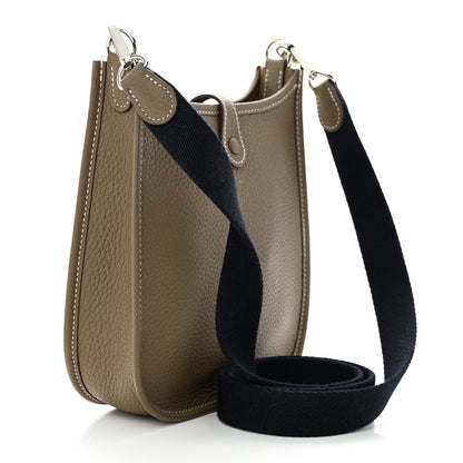 Hermes Taurillon Clemence Amazone Evelyne TPM Etoupe Bleu Indigo 3 of 10