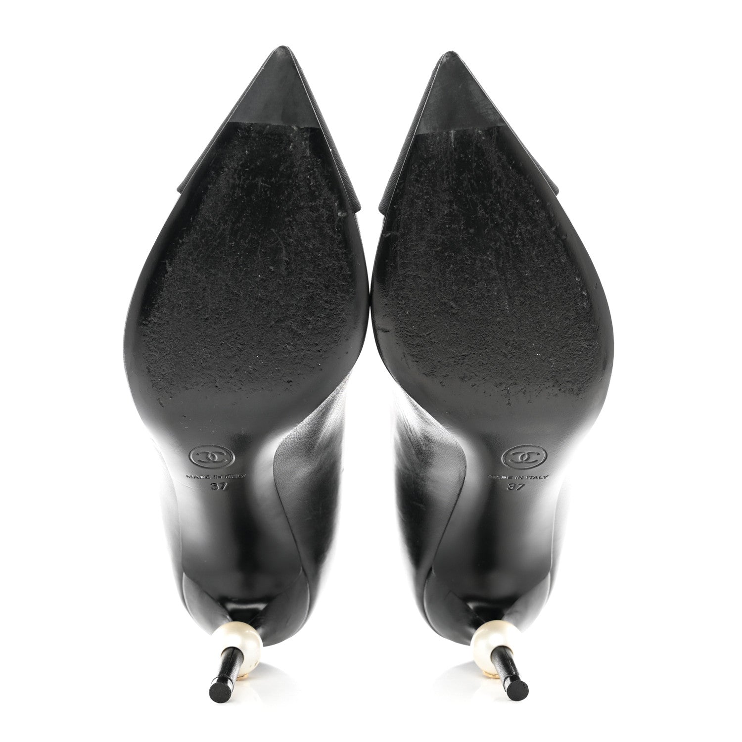 Chanel Grosgrain Cap Toe CC Pearl Pumps 37 Black 5 of 8
