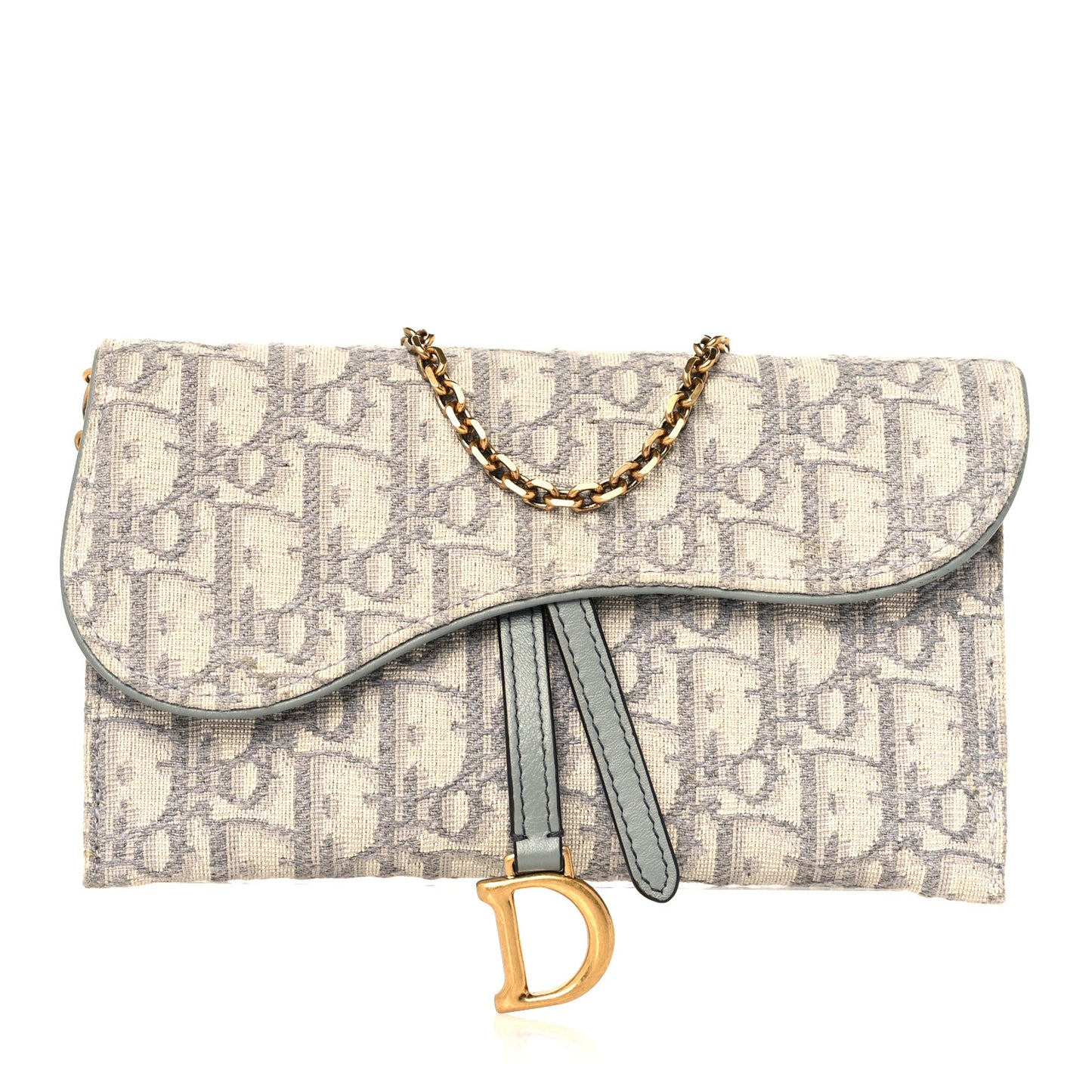 Oblique Saddle Chain Long Wallet Grey